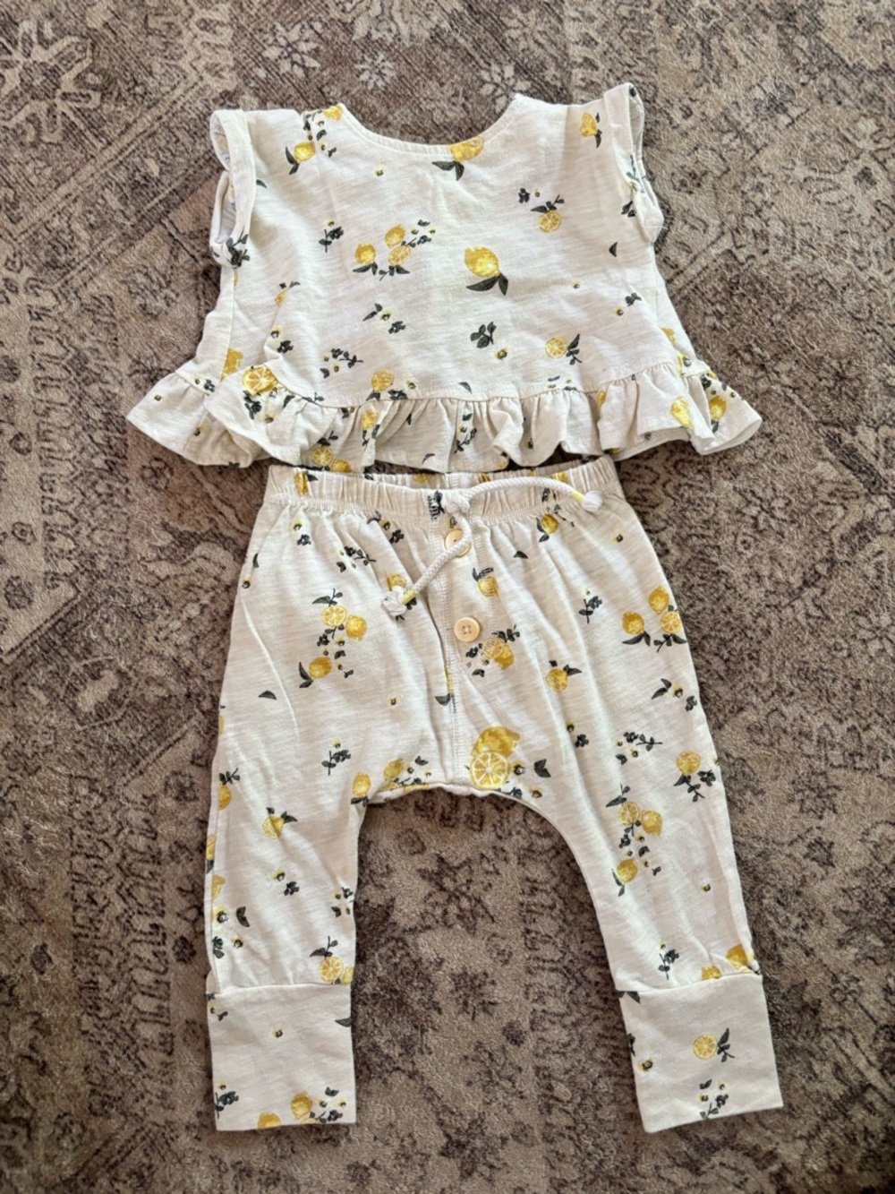 Yellow Floral Ruffle Toddler Tank & Pants Set